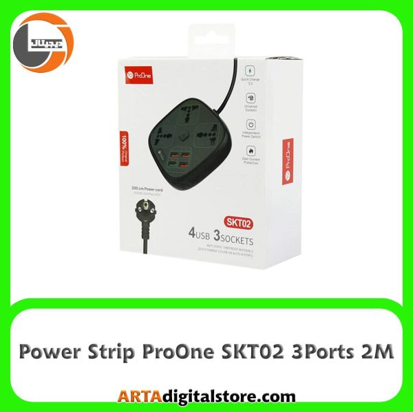 چند راهی برق ProOne SKT02 دارای سه پریز به طول 2m