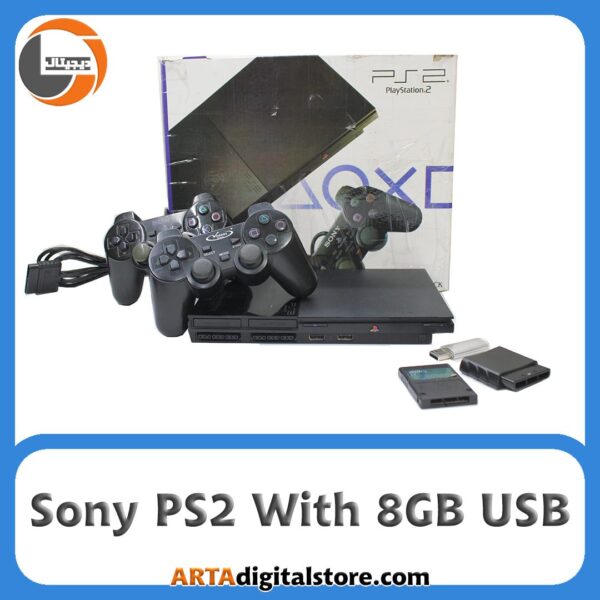 کنسول PS2 Black فلش خور با یک دسته اضافه بی سیم