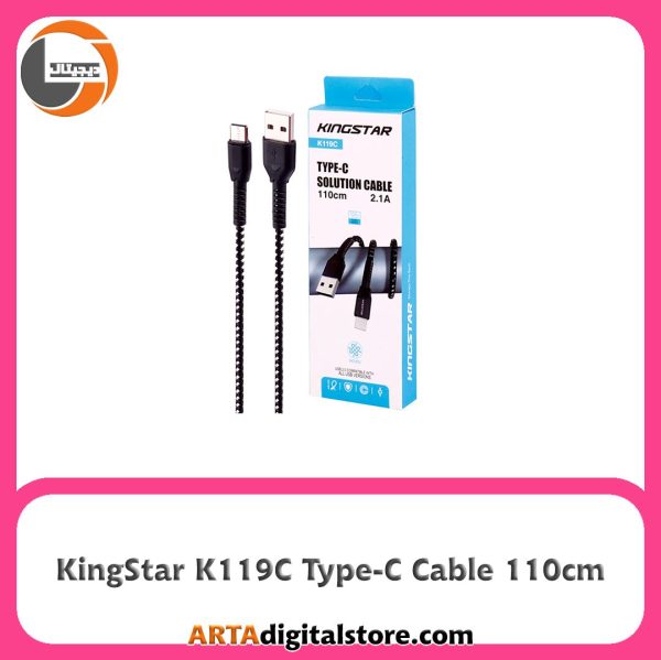 کابل تایپ سی KingStar K119C Black and White طول 110cm