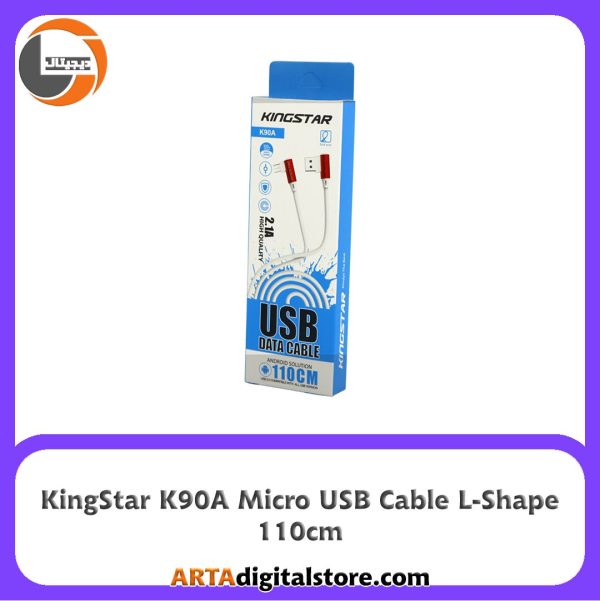 کابل میکرو یو اس بی  KingStar K90A L-Shape White طول 110cm