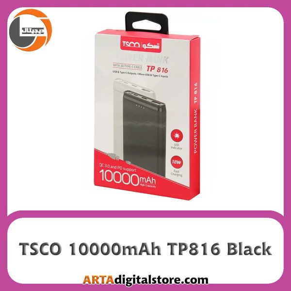 پاور بانک تسکو TSCO 10000mAh TP816 Black