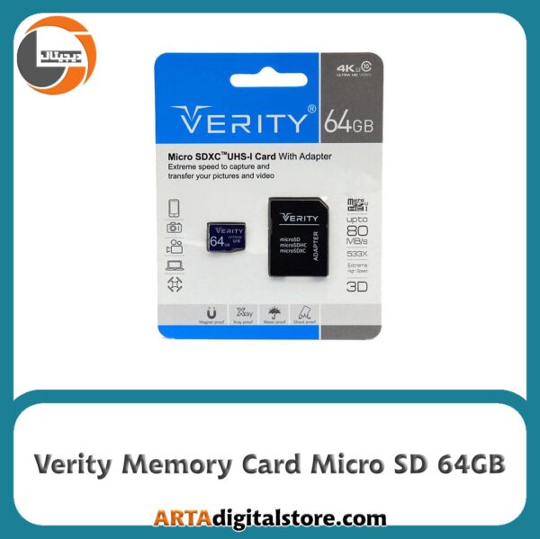 مموری کارت Memory Card Micro SD Verity U3 C10 64GB 80MB/s