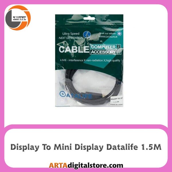 کابل تبدیل دیتالایف Display To Mini Display Datalife Black طول 1.5m