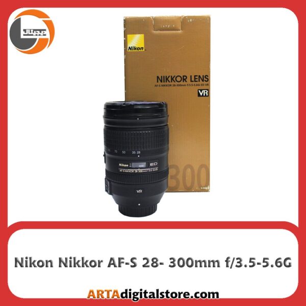 لنز نیکون Nikkor AF-S 28- 300mm f/3.5-5.6G به همراه هود