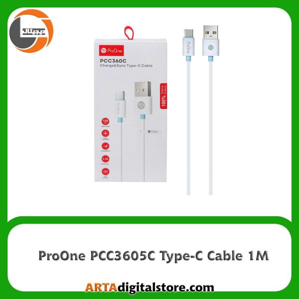کابل ProOne PCC360C Type-C Cable White طول 1M
