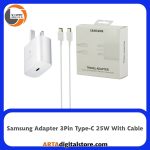 شارژر سه پین 25 وات سامسونگ به همراه کابل Samsung Adapter 3Pin Type-C 25W With Type- C Cable White