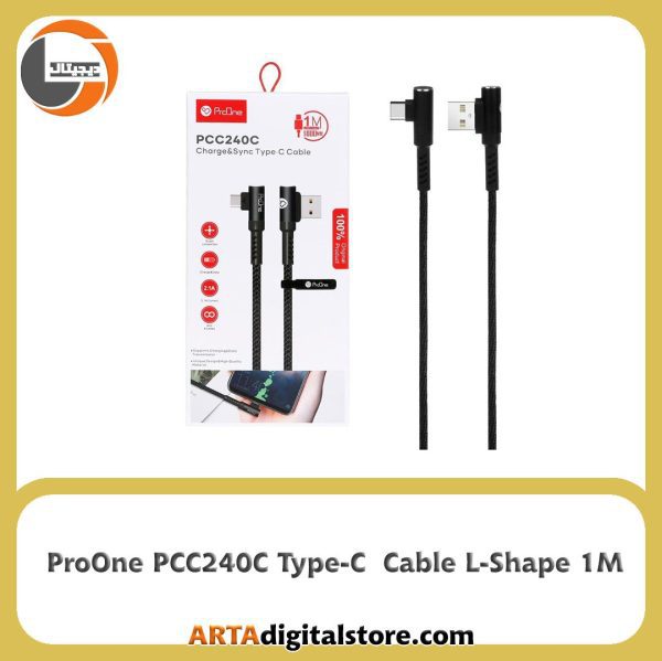 کابل ProOne PCC240C Type-C Cable Black دو سر L طول 1M