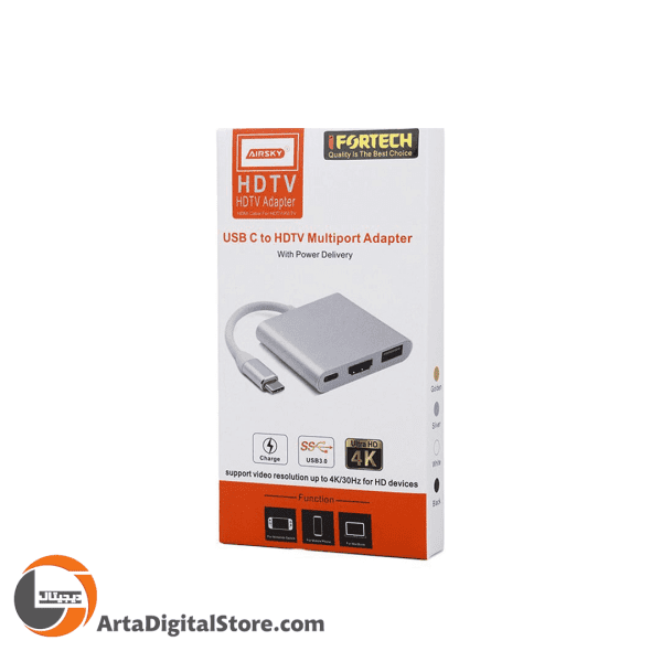 تبدیل Ifortech Airsky HC-04A Type-C to HDMI/USB3.0/Type-C