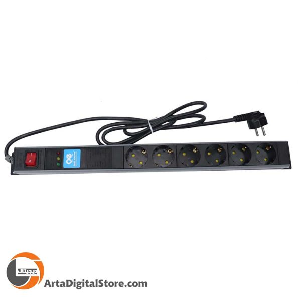 محافظ برق   Part Electric PE5143 Rack Mount 6 Port Black طول 1.8m