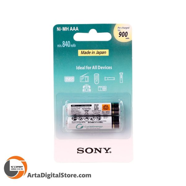 باتری دوتایی نیم قلمی شارژی Sony CycleEnergy Ni-MH 1.2V AAA 900mAh