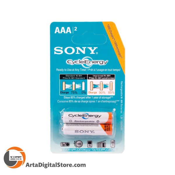 باتری دوتایی نیم قلمی شارژی Sony CycleEnergy Ni-MH AAA 1550mAh