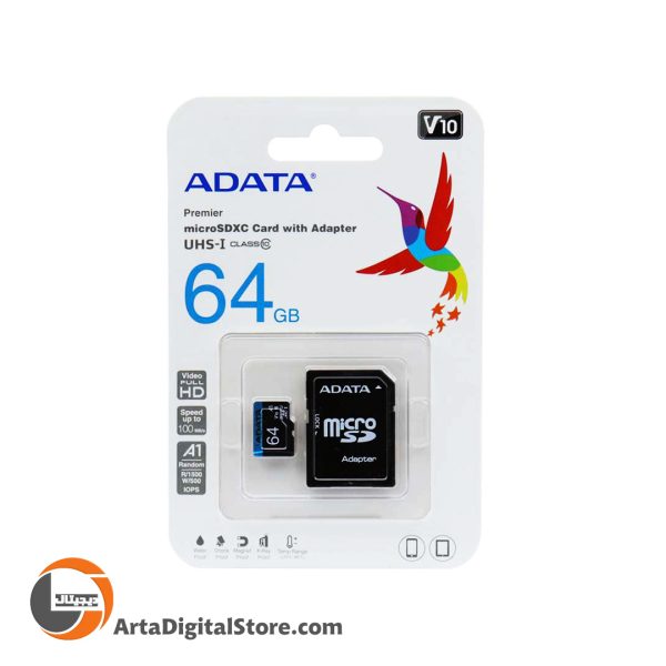 مموری کارت میکرو اس دی ای دیتا ADATA Premier AP V10 U1 A1 100MB/s 64GB