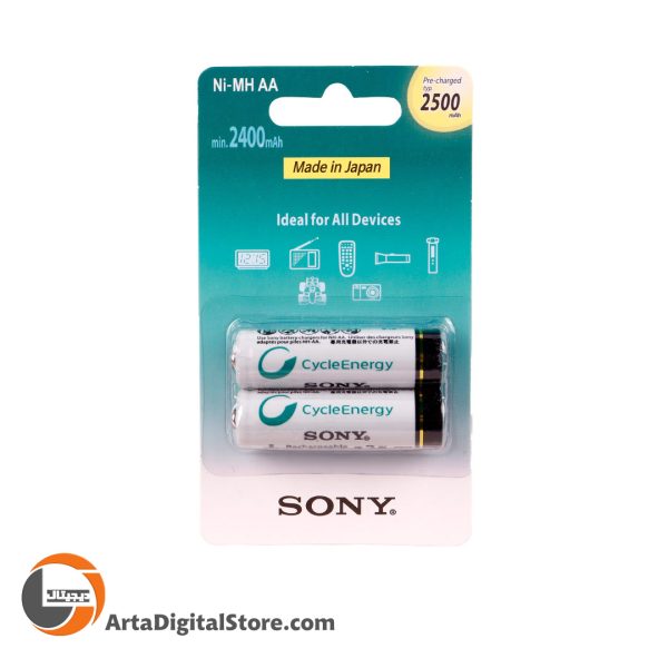 باتری دوتایی قلمی شارژی Sony CycleEnergy Ni-MH AA 2500mAh