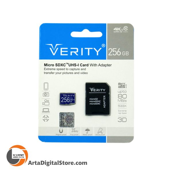 مموری کارت میکرو اس دی  Verity Ultra C10 U3 80MB/s 256GB