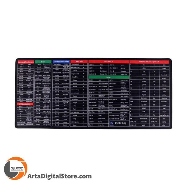پد موس گیمینگ MousePad PC ShortCut 90*40cm Black