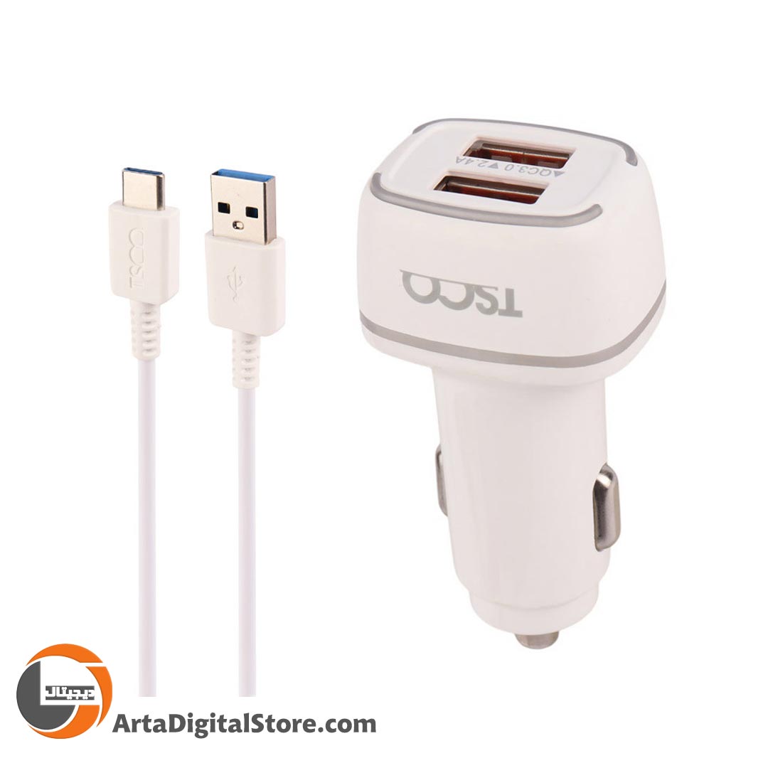 شارژر فندکی تسکو TSCO TCG40 18W Car Fast Charger White
